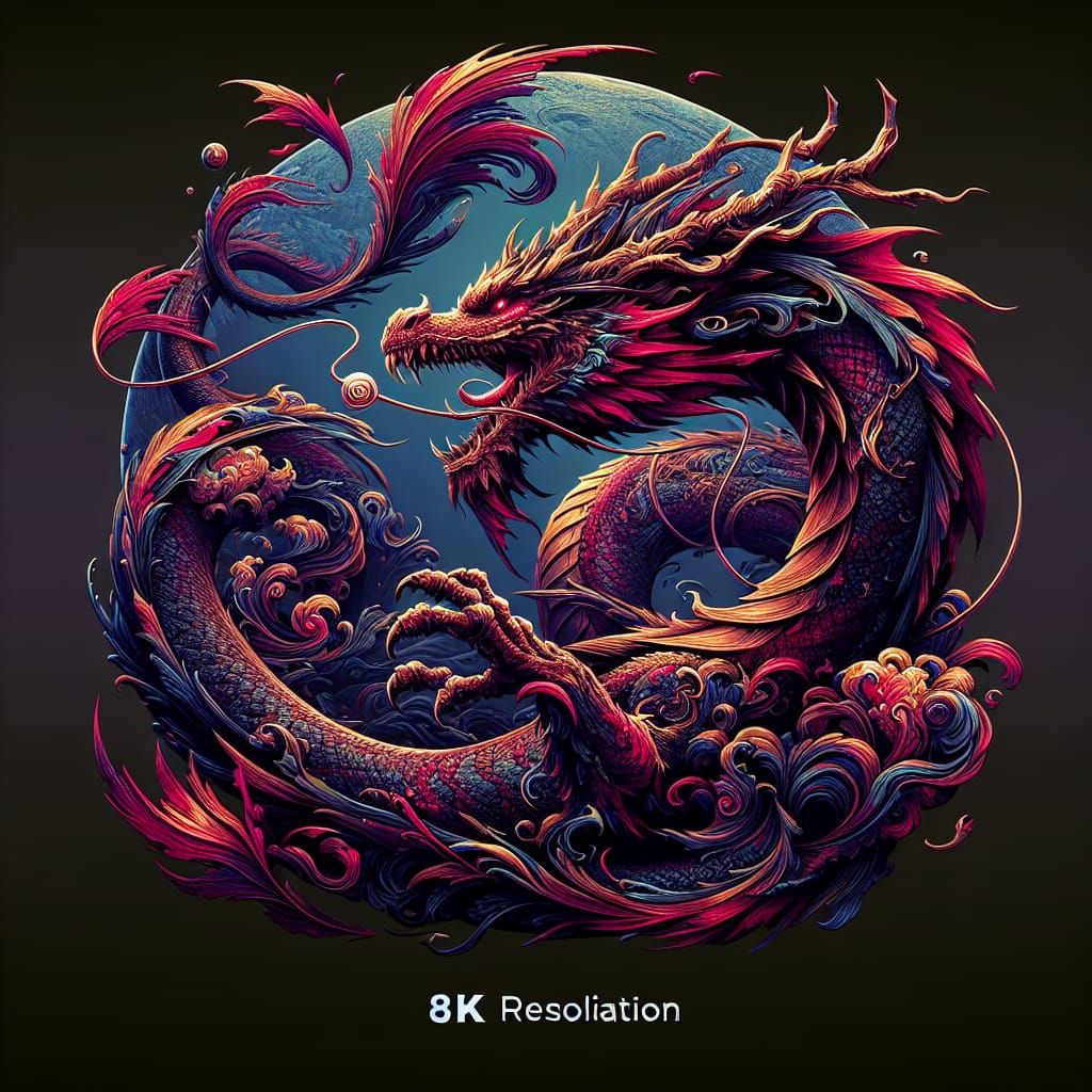 Fantasy Dragon Logo in Detailed Matte Painting