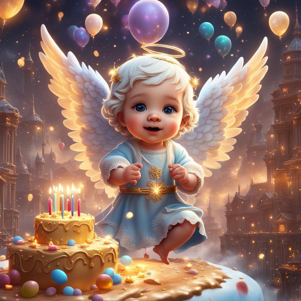Cute Baby Angel Birthday in Heaven