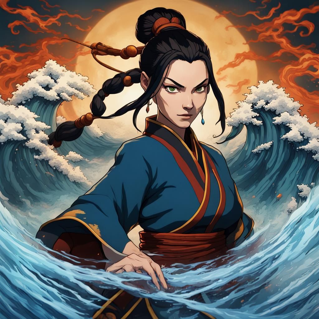 Azula Waterblock Painting in Hokusai Style
