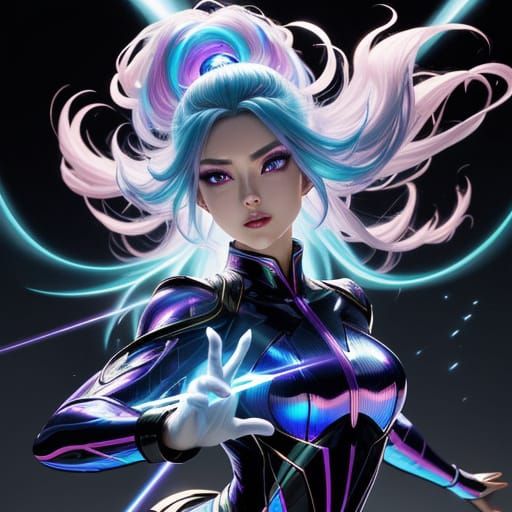 Anime Pyrokinesis Ballet with Iridescent Hair