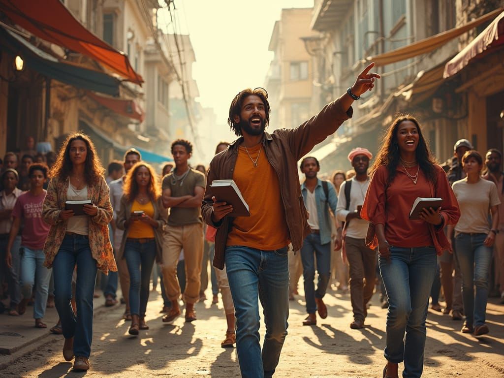 Vibrant City Streets Missionaries Share Hope with Warm Light...