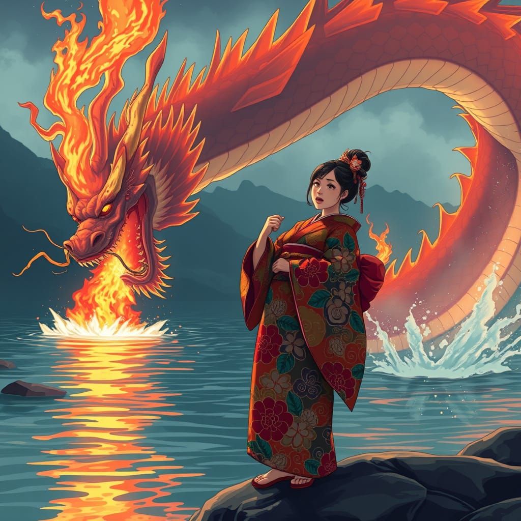 Manga-Inspired Anime Dragon Sacrifice on the River