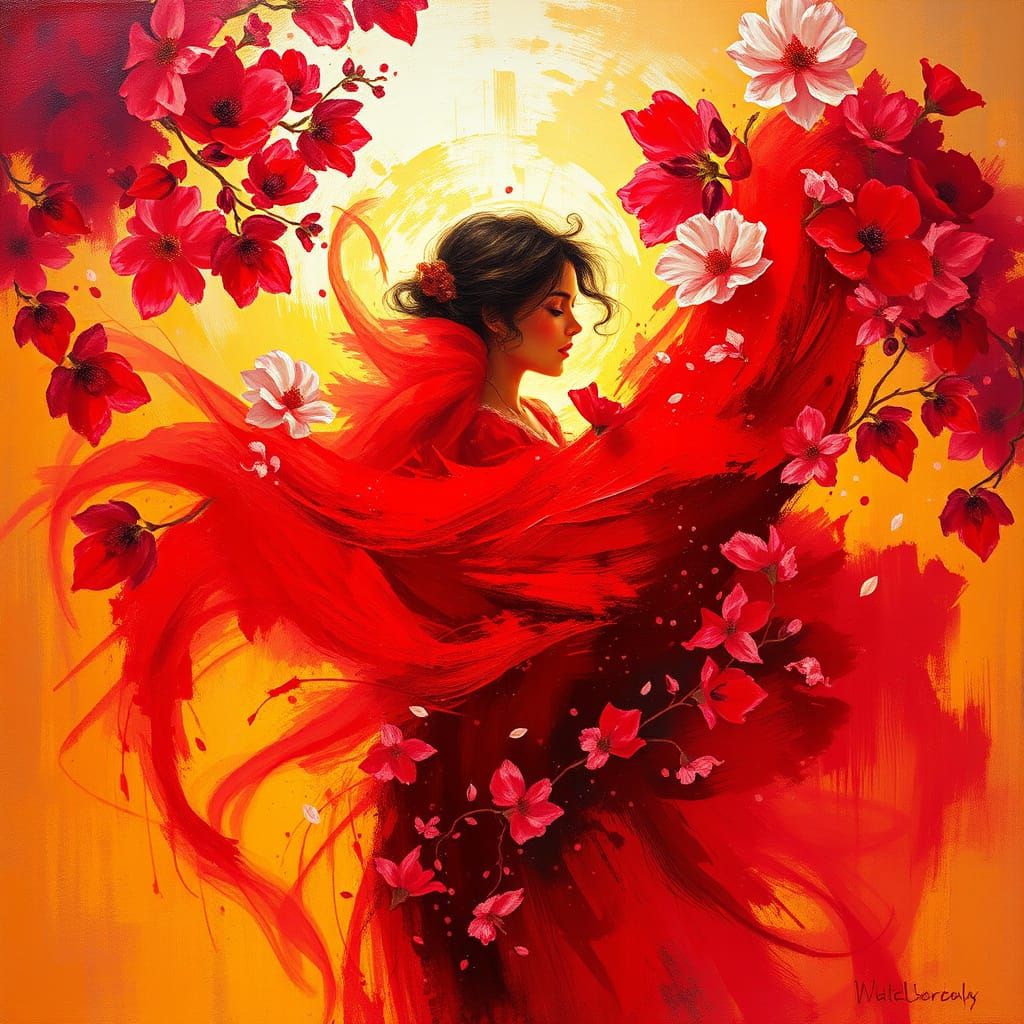 Romantic Red Epic Impressionist Masterpiece