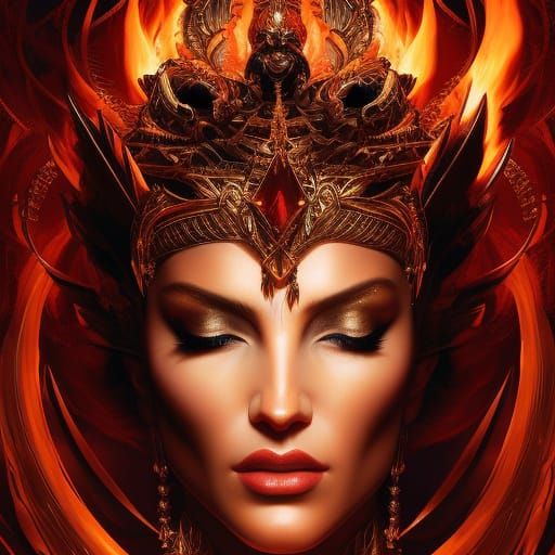 Goddess of Fire in Hyperrealistic Fantasy Art