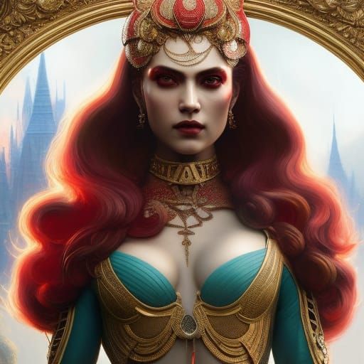 Woman and Snake: Hyperdetailed Fantasy Portrait