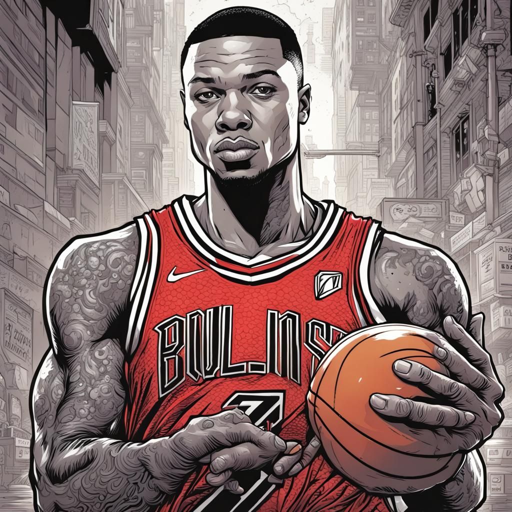 Damian Lillard Comic Book Art Illustration