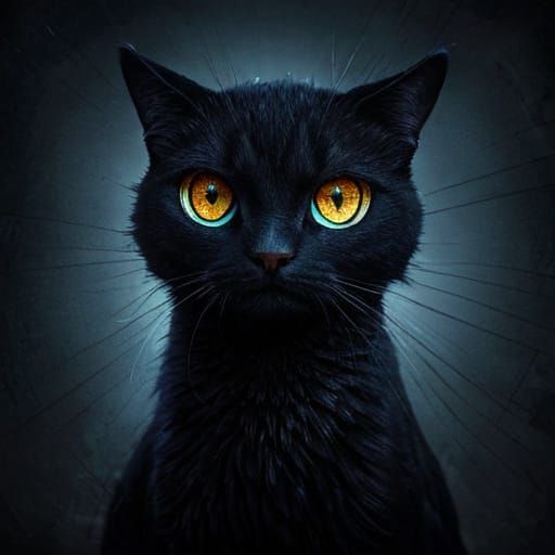 Mysterious Dark Landscape with Celestial Eyes