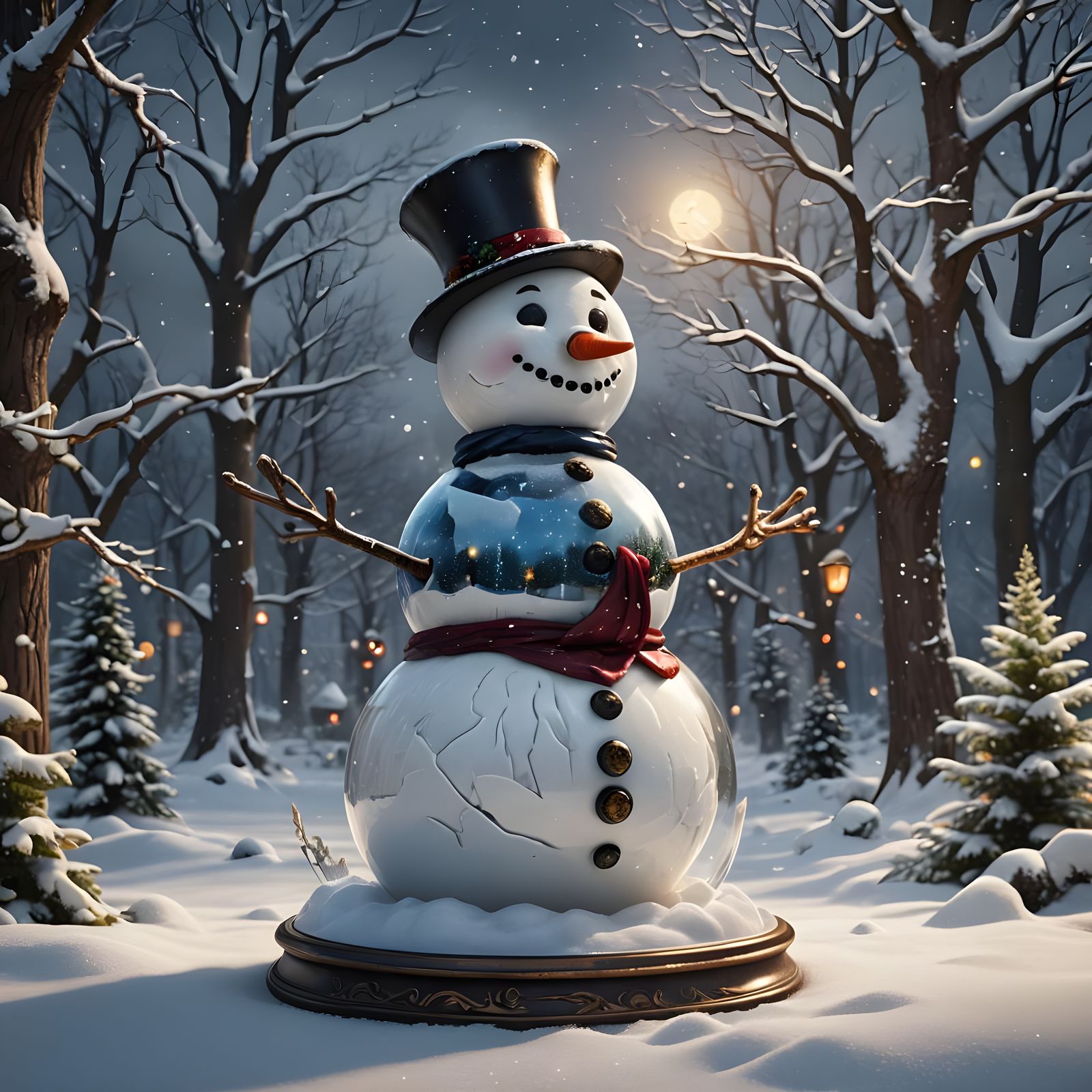 Magical Snowman in Detailed Matte Painting