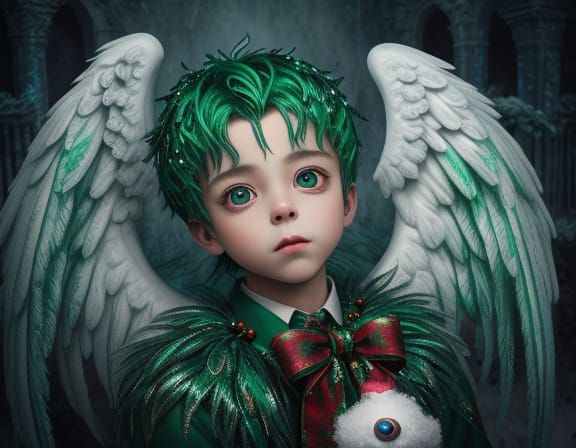 Creepy Christmas Angel in Crypt Dreamlike Digital Art