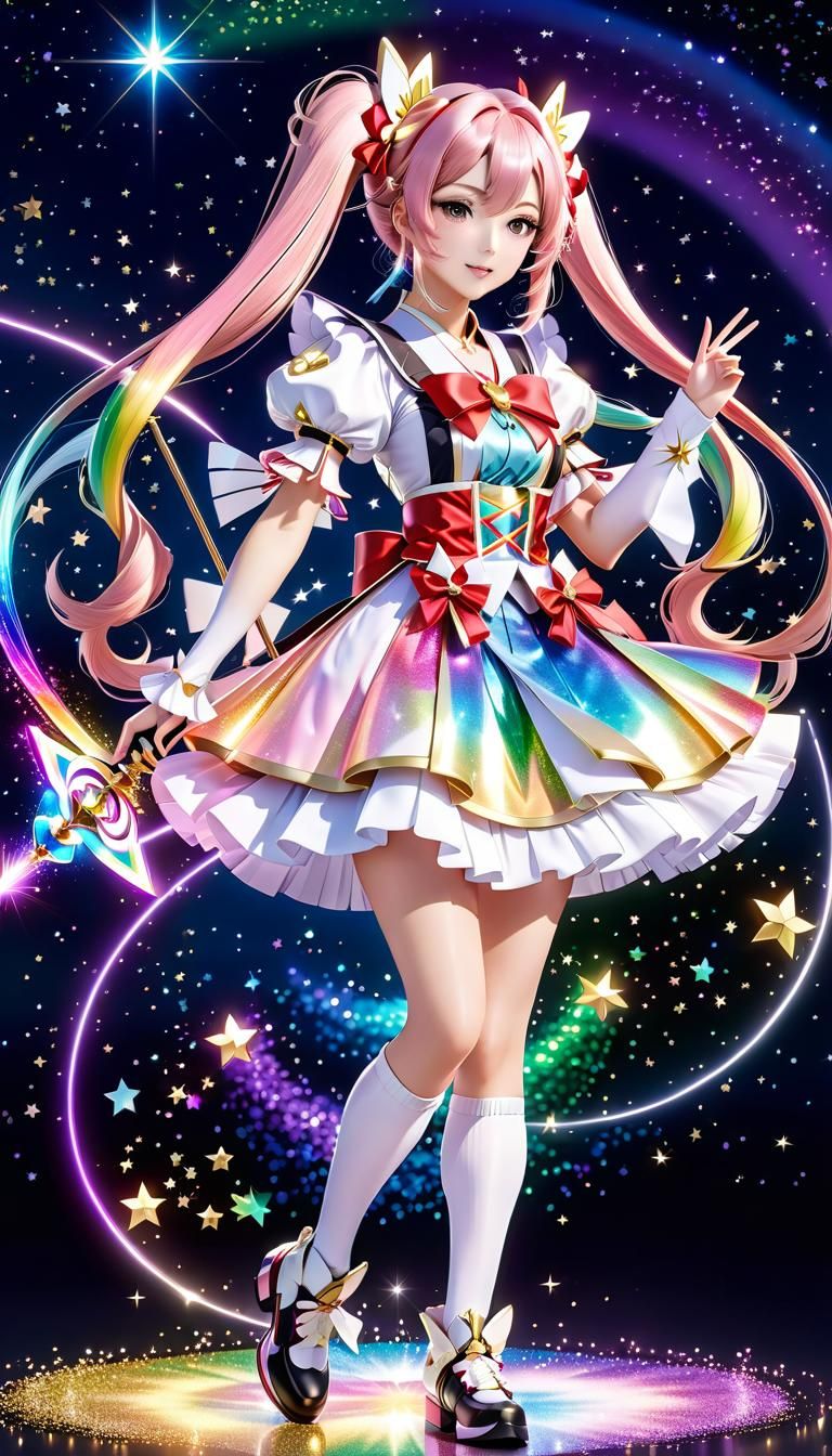 Magical Girl Transformation in Anime Style