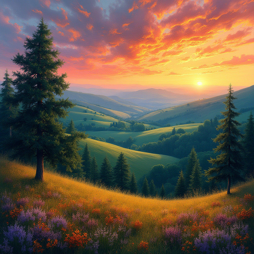 Expressionist Landscape with Vivid Colors