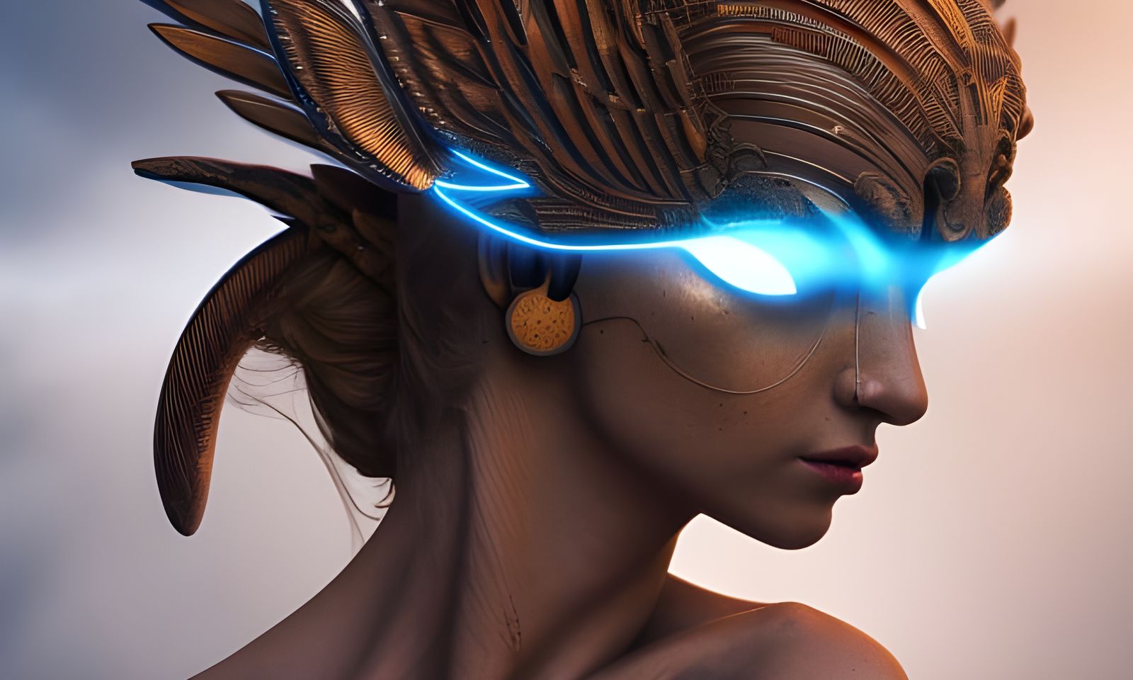 Winged Alien Goddess of Light, 3D Render