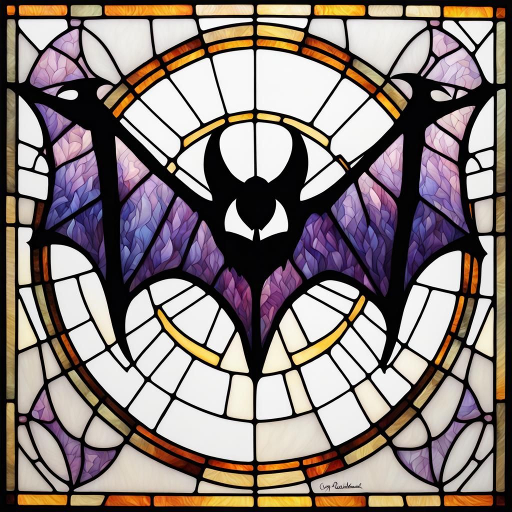 Sinister Stained Glass Bat Artwork