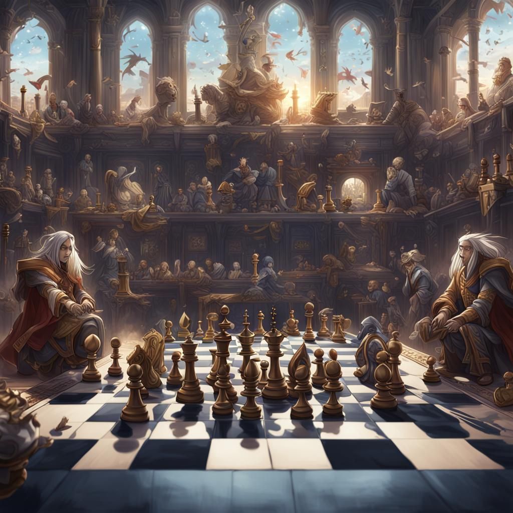 Animated Chess Match in Anime Style