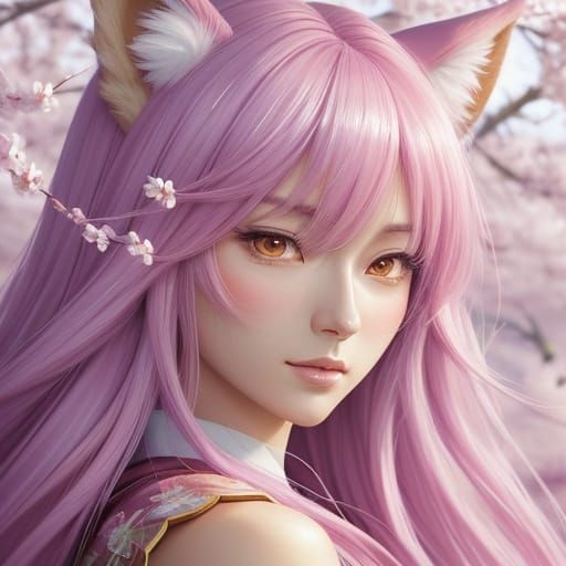 Sakura Goddess Fox in Vibrant Bloom