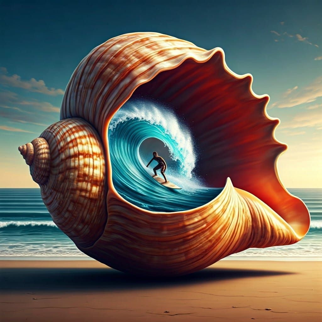 Miniature World Inside Giant Conch Shell