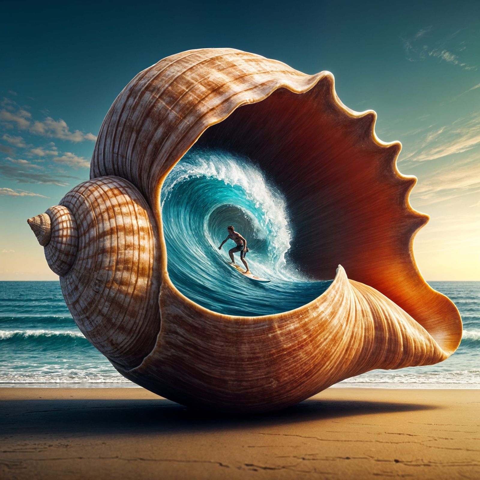 Miniature World Inside Giant Conch Shell