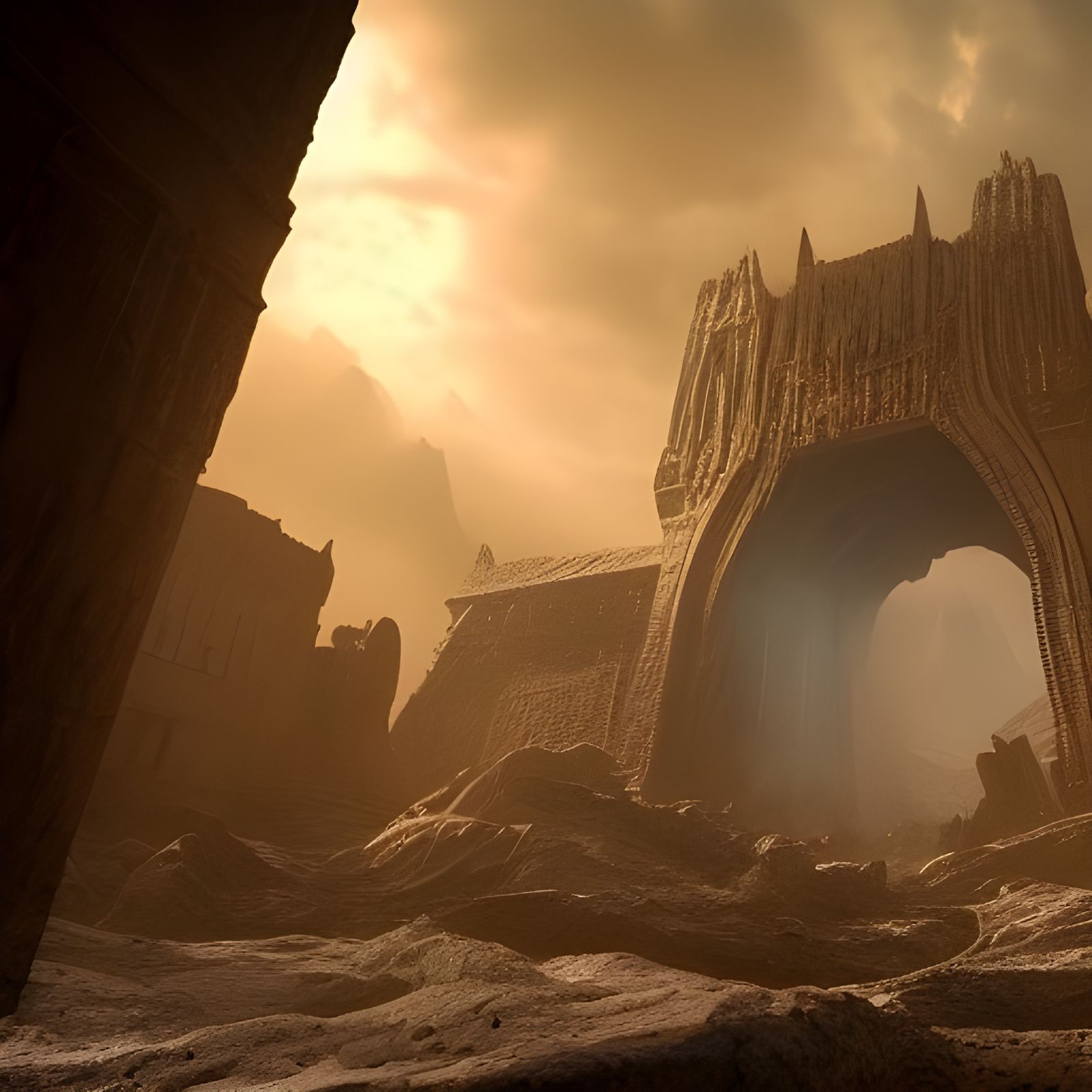 Sci-Fi Horror Gates of Mordor Concept Art