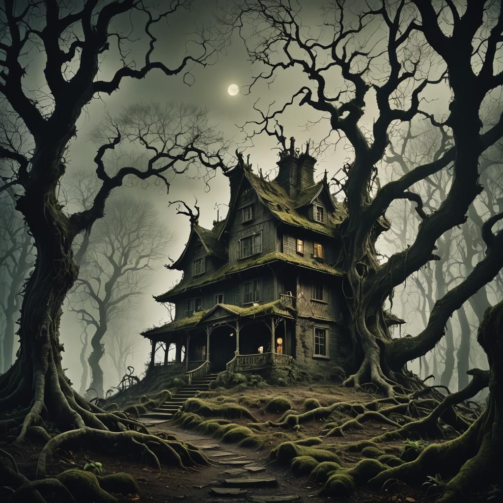 Ominous House on Chicken Legs in Forest