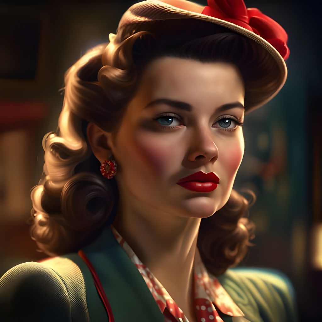 Elegant Woman in Classic 1940s Style