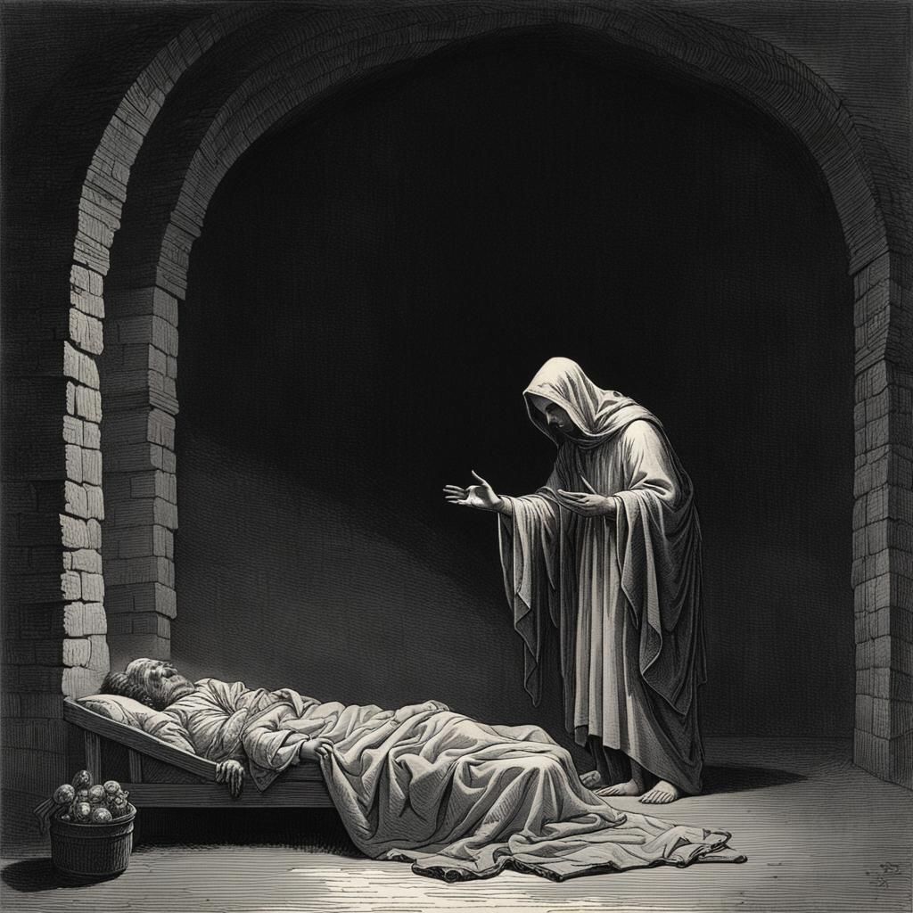 Eerie Sleepwalker in Gothic Horror Style