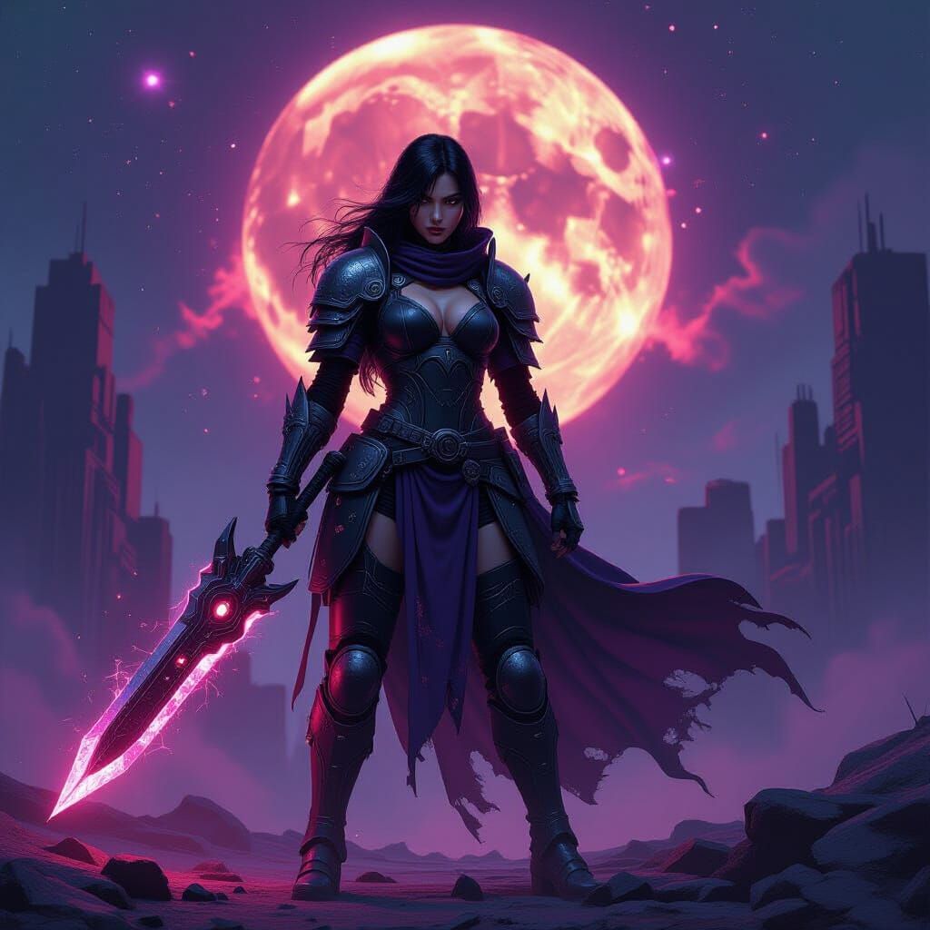 Cosmic Warrior Reina Hazuki in Dystopian Armor