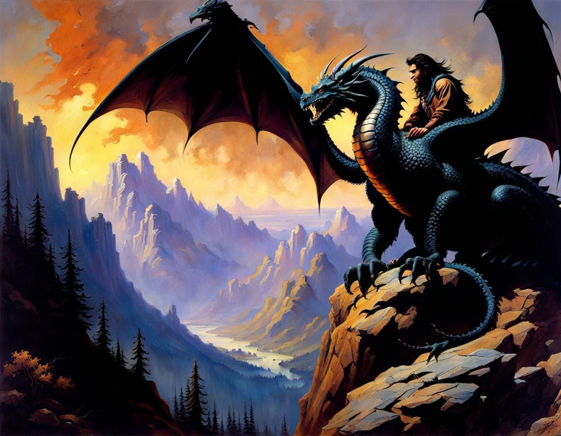 Western Dragon in Dark Fantasy Landscape