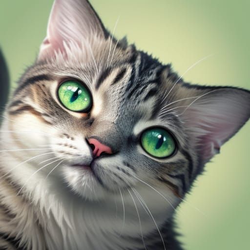 Kawaii Cat Portrait in Pastel Colors