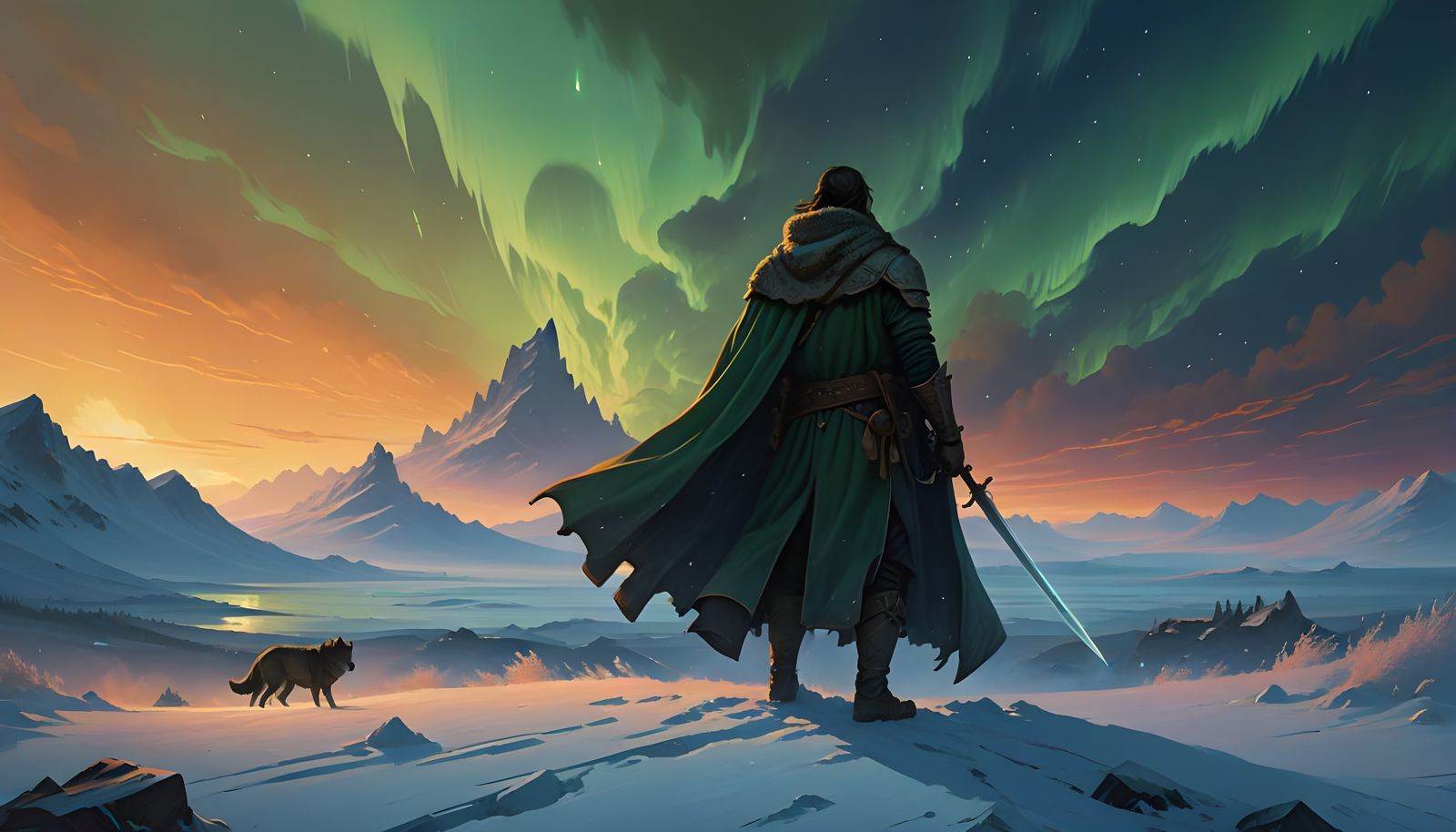Eternal Warrior Under Northern Lights