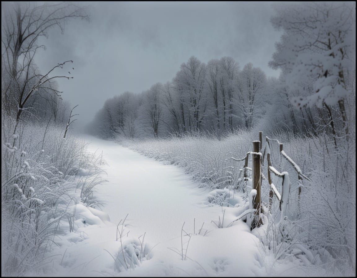 Winter Landscape Reflecting Isolation and Regret