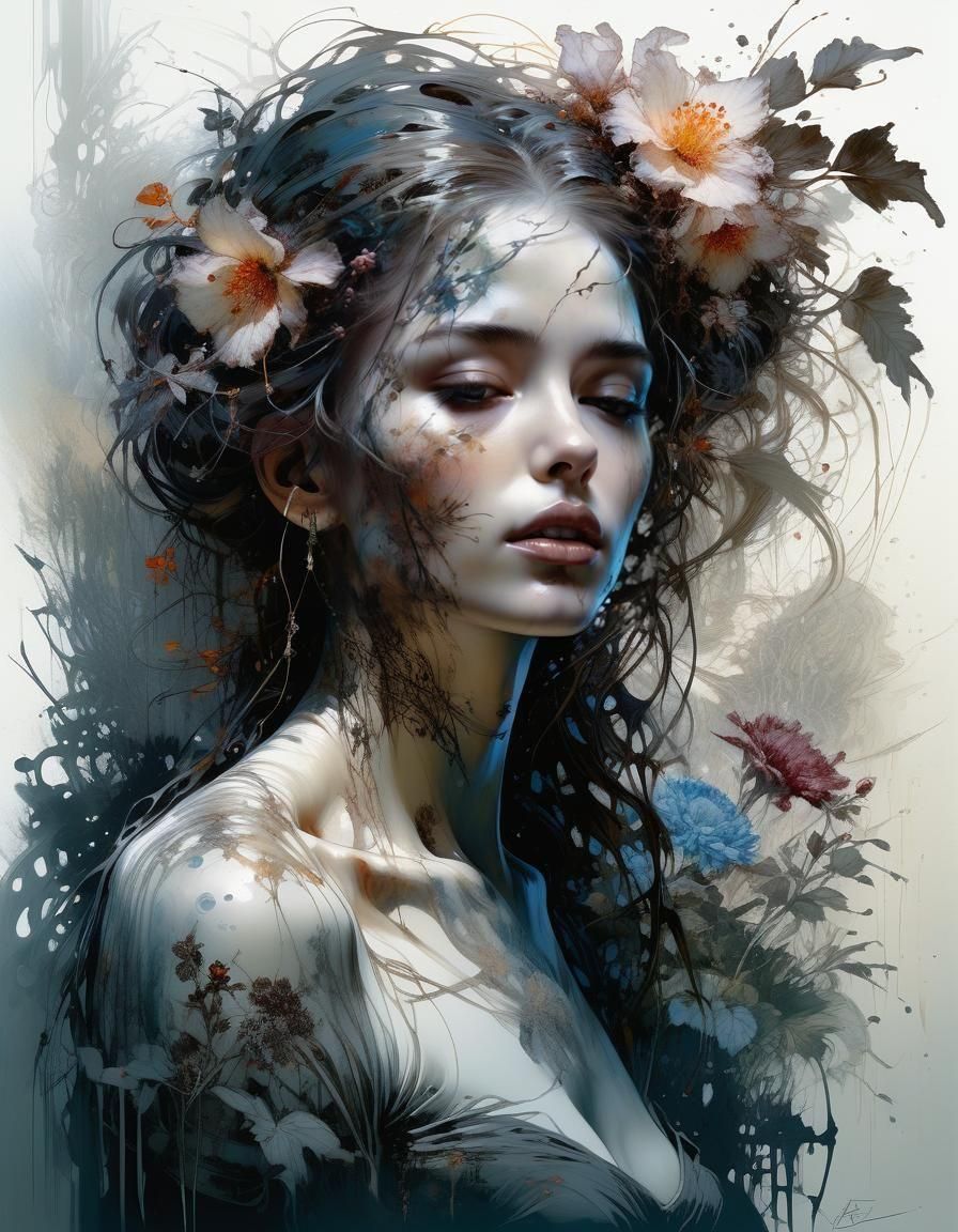 Ethereal Woman in Dark Gothic Romanticism Style