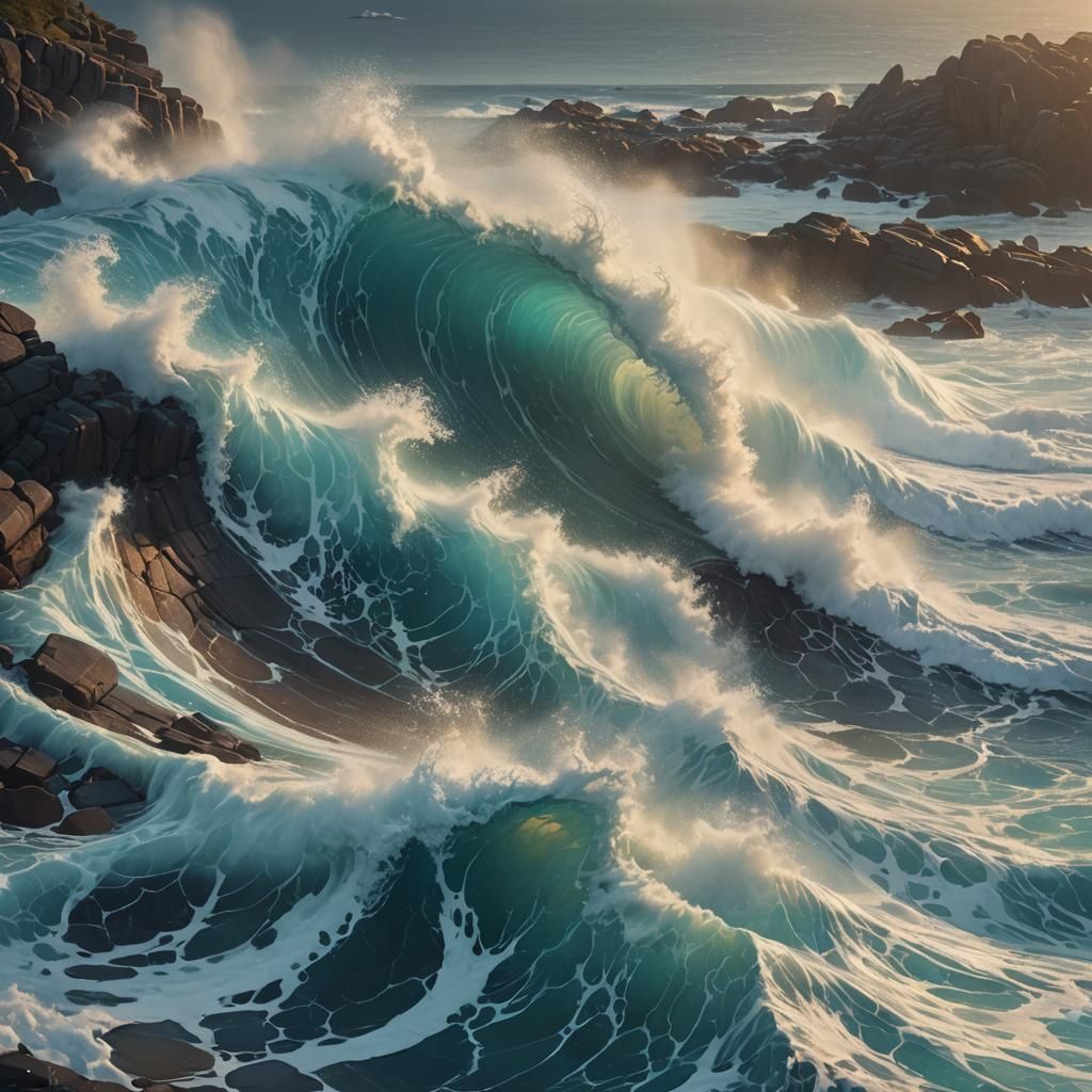 Epic Wave Crashing in Golden Light