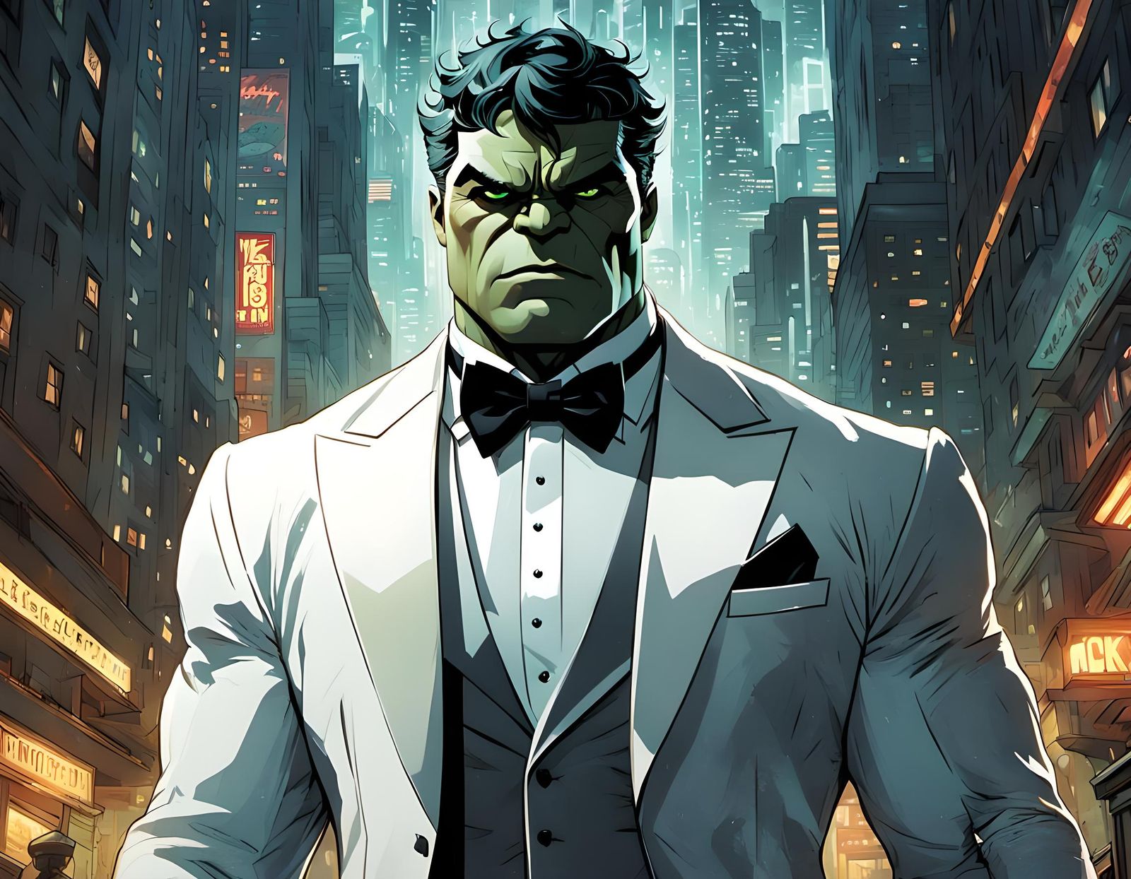 Gray Hulk in Tuxedo: Ethereal Art Station Masterpiece