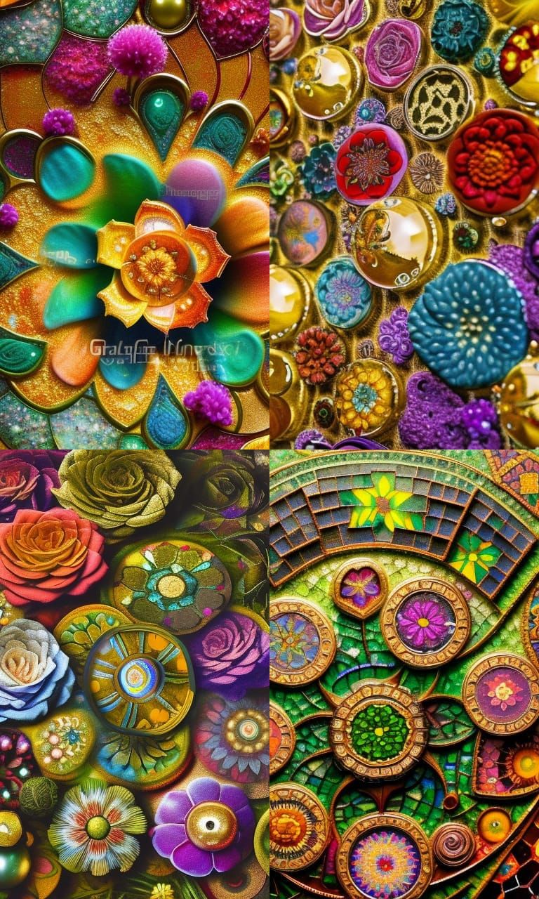 Detailed Colorful Mosaics in a Fantasy Style