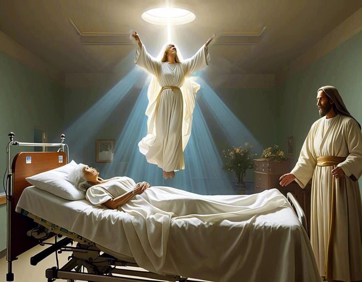 Ascension: Spiritual Figure Emerges in Watercolor Style