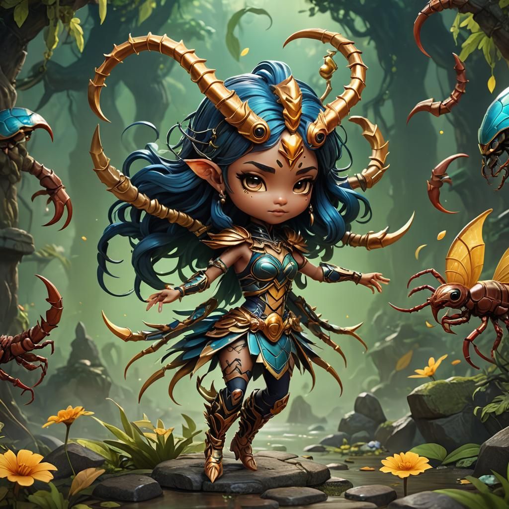 Chibi Scorpion Fairy Goddess Fantasy Art