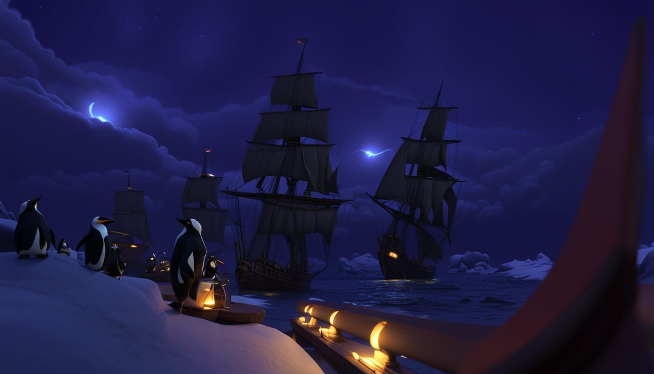 Penguin Pirates Battle Storm in Detailed 3D Art