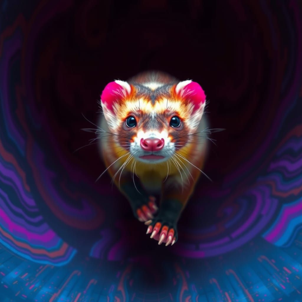 Psychedelic Ferret Sprinting Through Bauhaus Tunnel