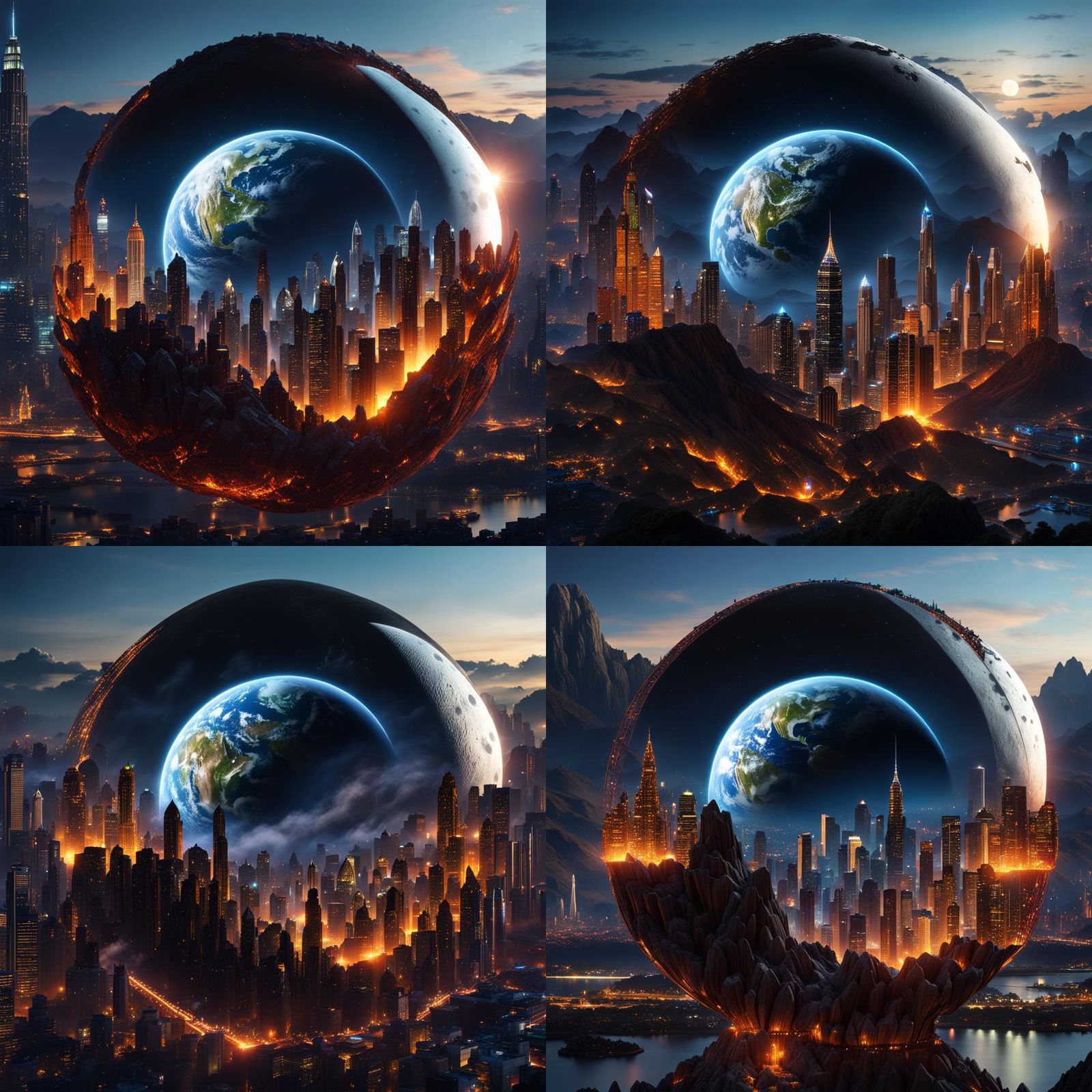 King Kong Attacks Earth Reflected in Crystal Wall