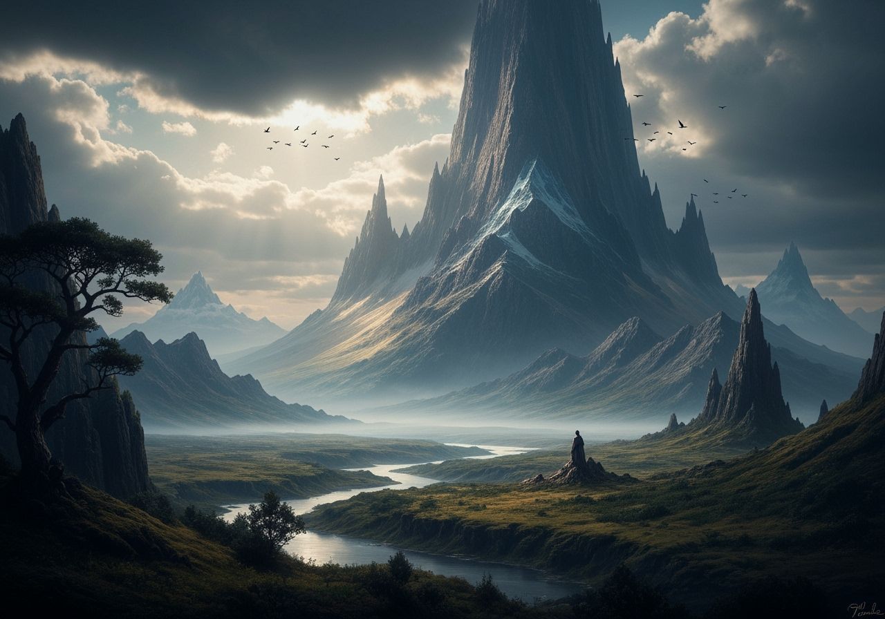Majestic Landscape Art with Dramatic Lighting
