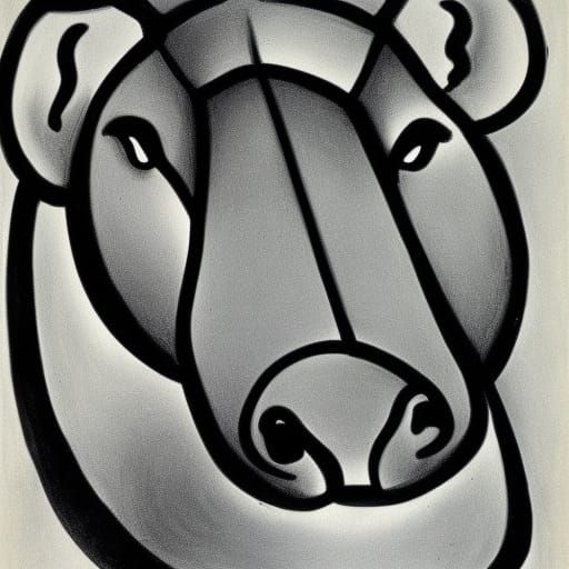 Abstract Hippopotamus in Picasso Style