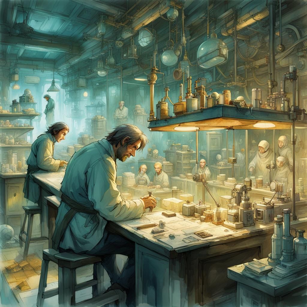 Scientists engaged in experiments