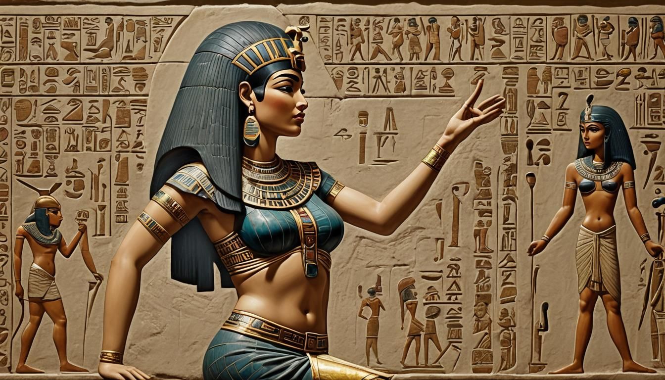 Deadly Voluptuous Cleopatra Posing Hieroglyphs