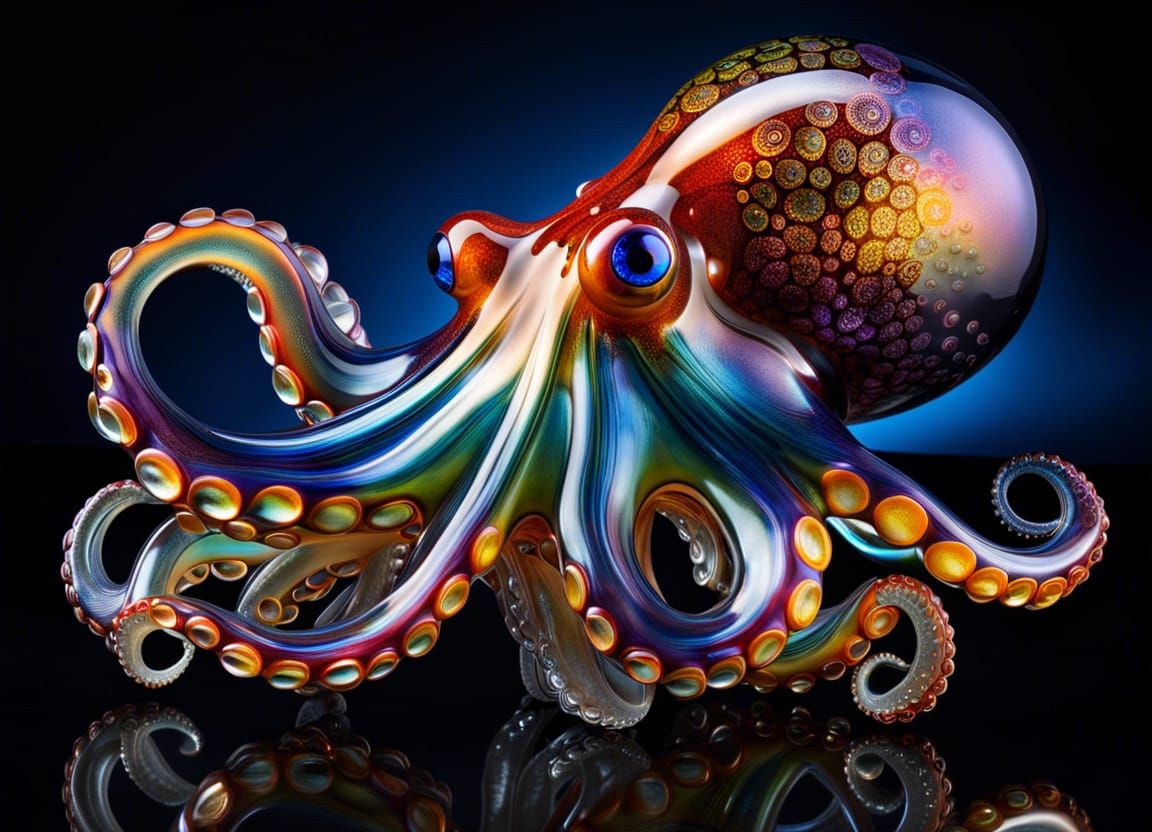 Blown Glass Sculpture: Blown Glass Octopus