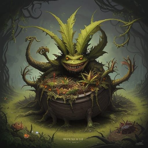 Monstrous Plant-Beast on Thorny Vine Throne