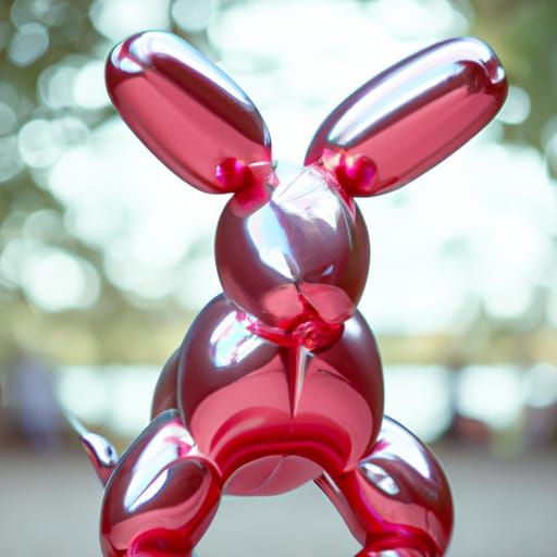 Jeff Koons Balloon Rabbit in Metallic Red