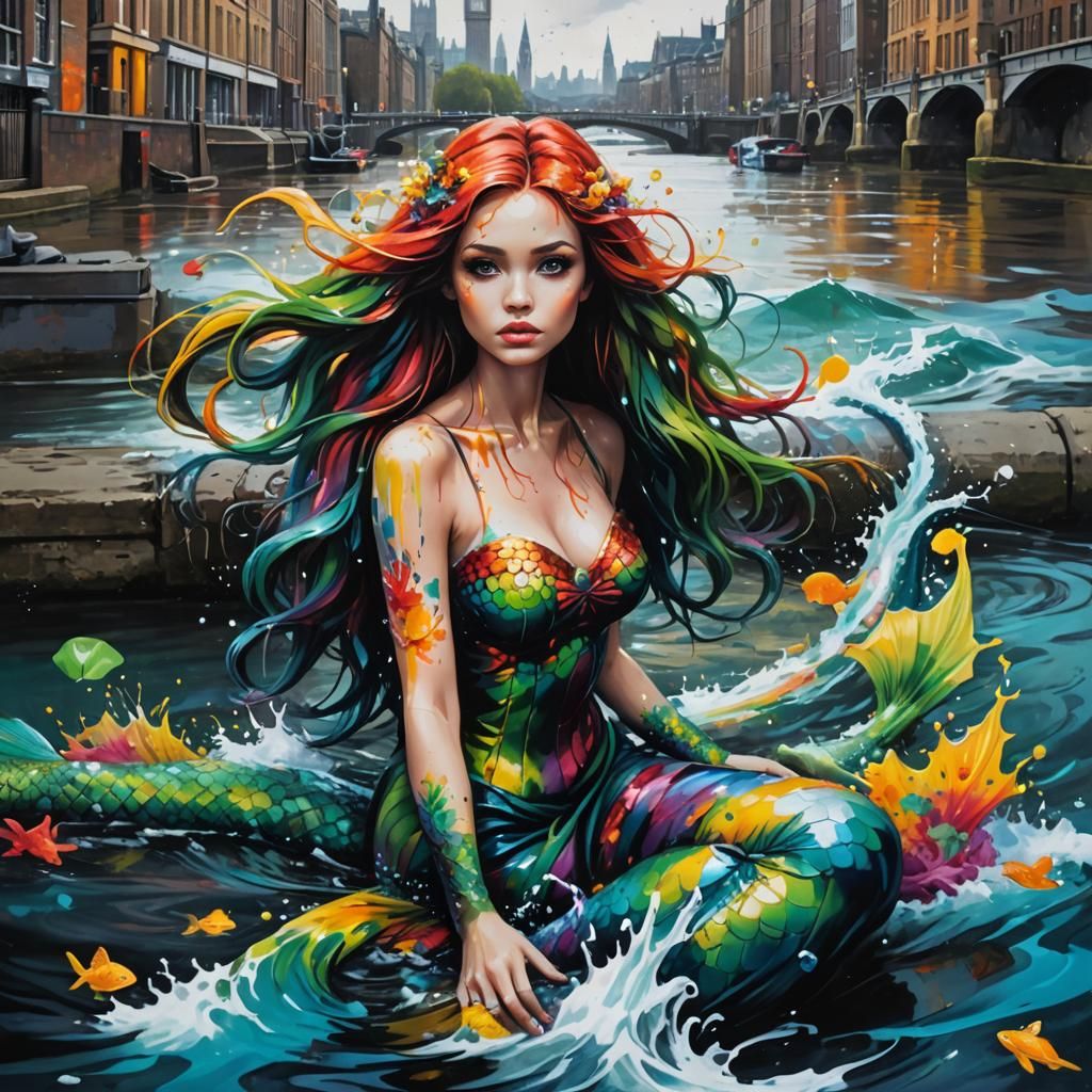 Mermaid in the Thames: Graffiti Street Art