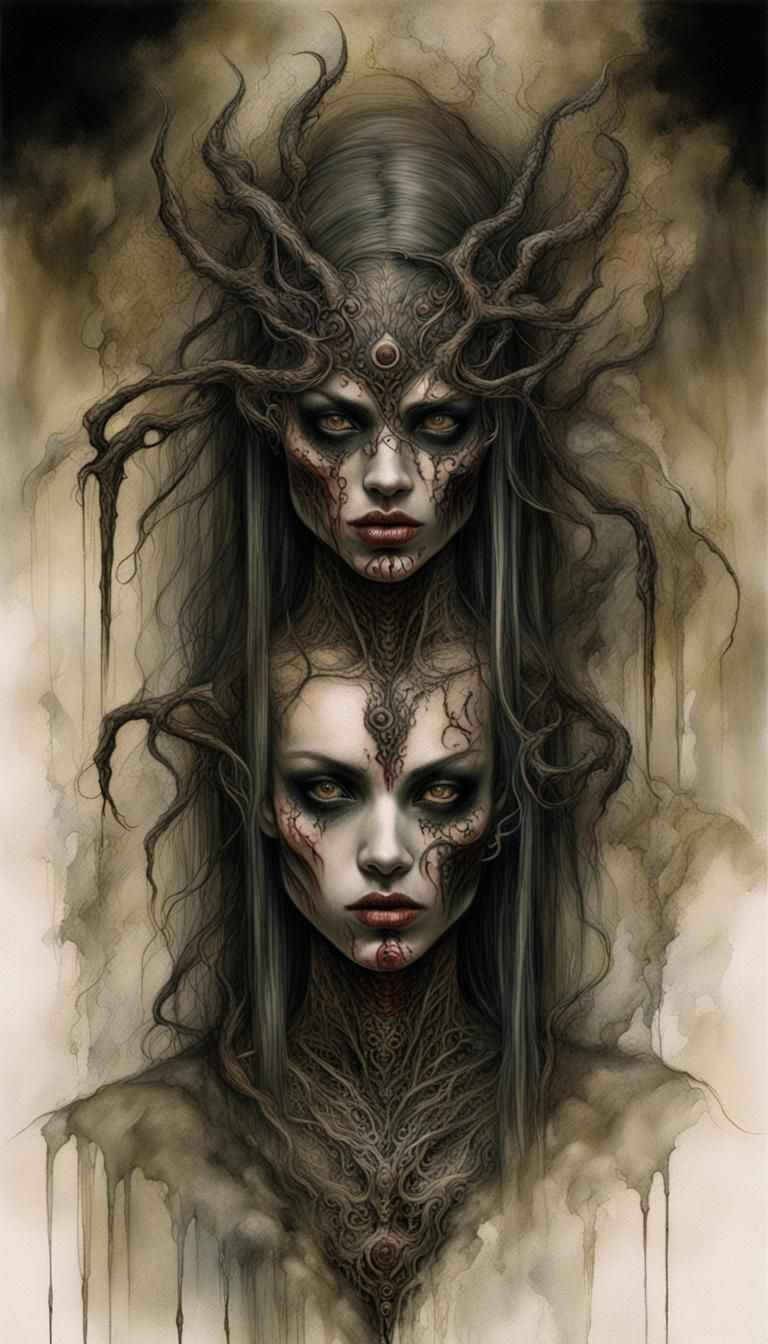 Eerie Zombie Portrait in Fluid Acrylics