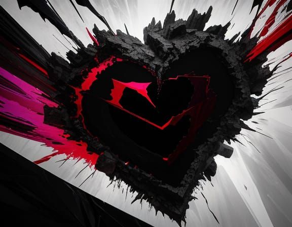 Jagged Obsidian Heart Pulsing with Crimson Light