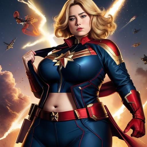 Curvy Captain Marvel with Torn Suit